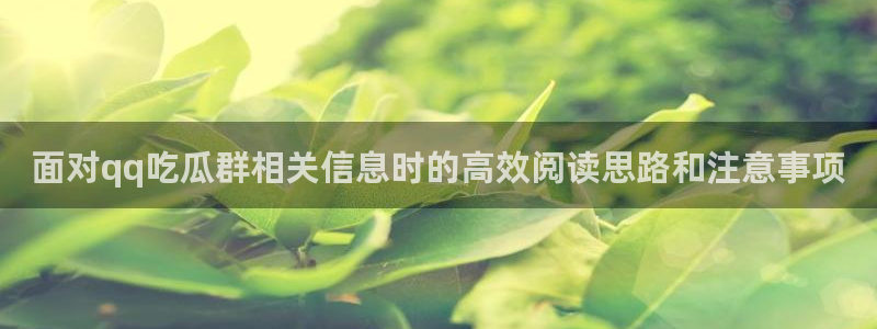 17吃瓜黑料:面对qq吃瓜群相关信息时的高效阅读思路和注意事项